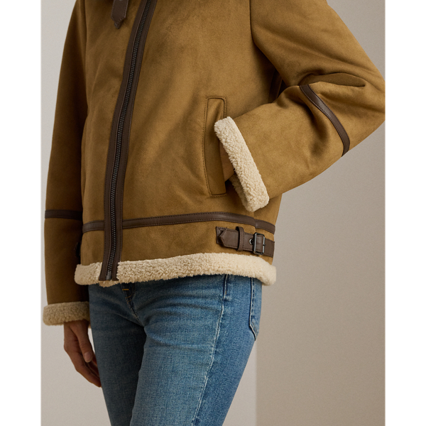 Veste &agrave; boucles en daim vegan Lauren en Camel 6