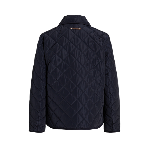 Dark Navy Crest Patch Twill Trim Quilted Jacket Lauren 4