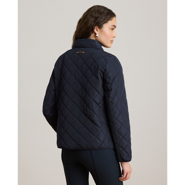 Dark Navy Crest Patch Twill Trim Quilted Jacket Lauren 5