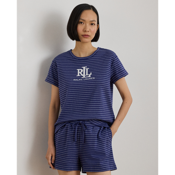 Navy Stripe Logo Striped Interlock Boxer Pajama Set Lauren 3