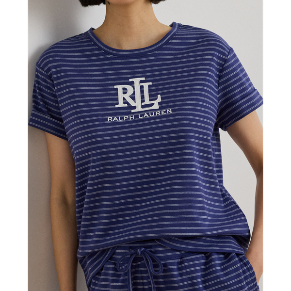 Navy Stripe Logo Striped Interlock Boxer Pajama Set Lauren 5