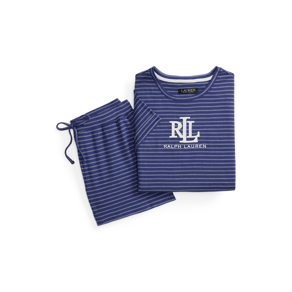 Navy Stripe Logo Striped Interlock Boxer Pajama Set Lauren 2