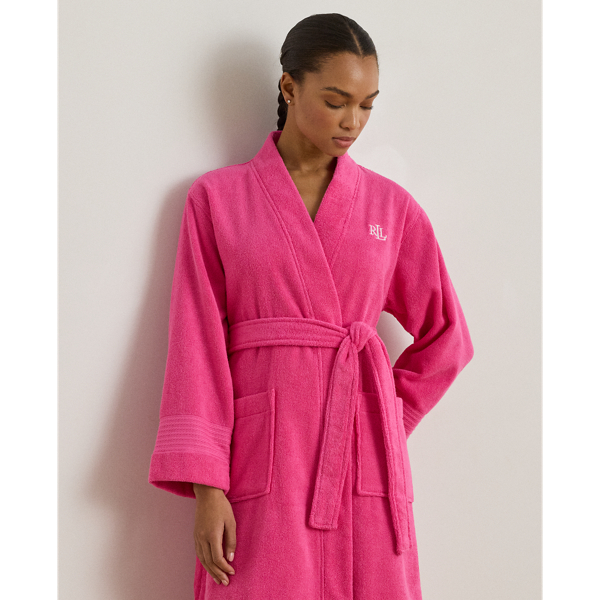 Hot Pink Cotton Terry Robe Lauren 3