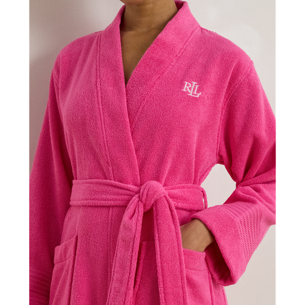 Hot Pink Cotton Terry Robe Lauren 5