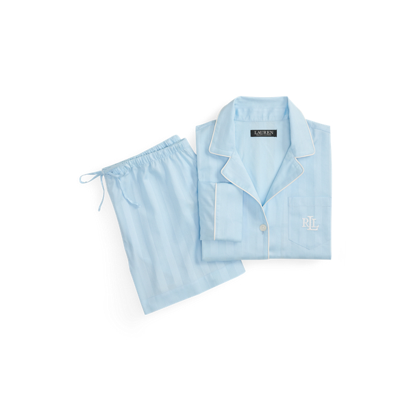 Blue Shadow-Stripe Cotton Boxer Sleep Set Lauren 2