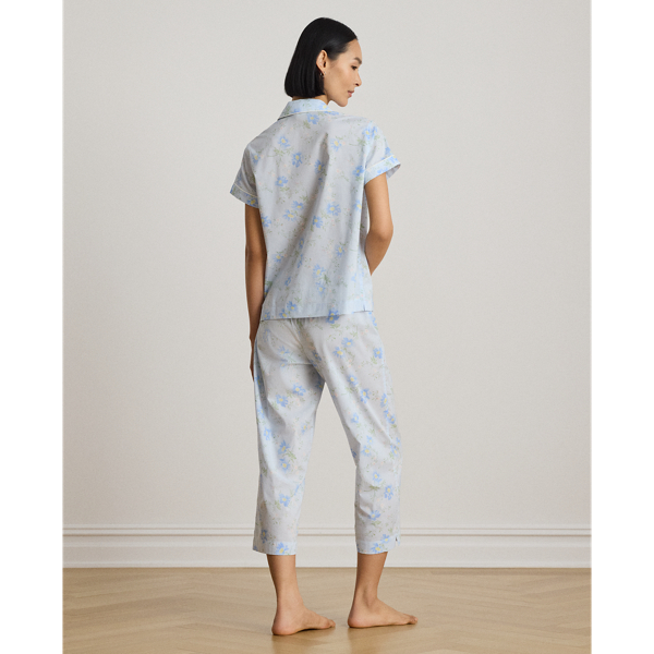 Blue Floral Floral Lawn Cropped Sleep Set Lauren 4