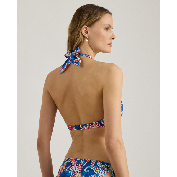 Multi Paisley Tie-Front Halter Bikini Top Lauren 4