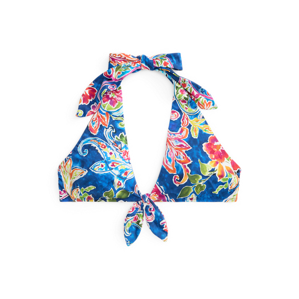 Multi Paisley Tie-Front Halter Bikini Top Lauren 2
