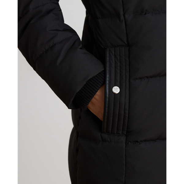 Faux-Fur-Trim Quilted Hooded Down Coat