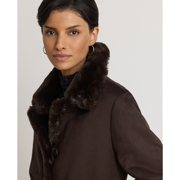 Faux-Shearling Belted Maxicoat