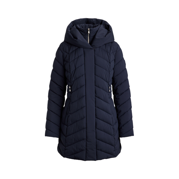 Veste &agrave; capuche matelass&eacute;e col entonnoir Lauren en Marine 2