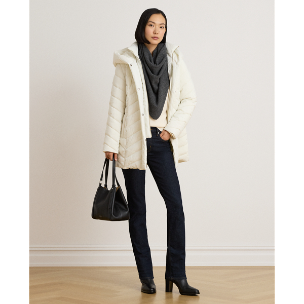 Mascarpone Cream Quilted Hooded Funnelneck Jacket Lauren 4