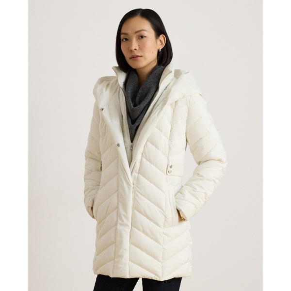 Mascarpone Cream Quilted Hooded Funnelneck Jacket Lauren 1