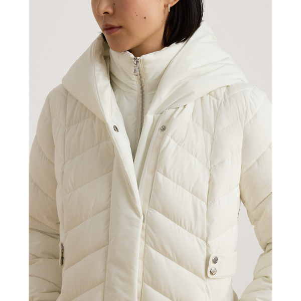 Mascarpone Cream Quilted Hooded Funnelneck Jacket Lauren 6