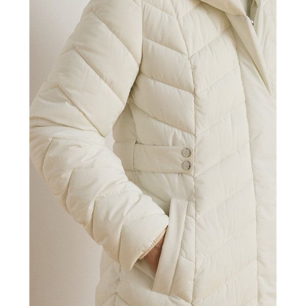 Mascarpone Cream Quilted Hooded Funnelneck Jacket Lauren 7