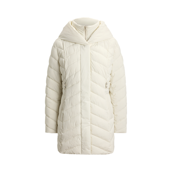 Mascarpone Cream Quilted Hooded Funnelneck Jacket Lauren 2