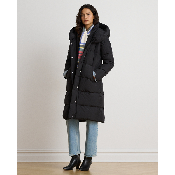 Casaco gola oversize acolchoado penas
