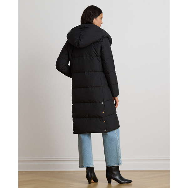Casaco gola oversize acolchoado penas
