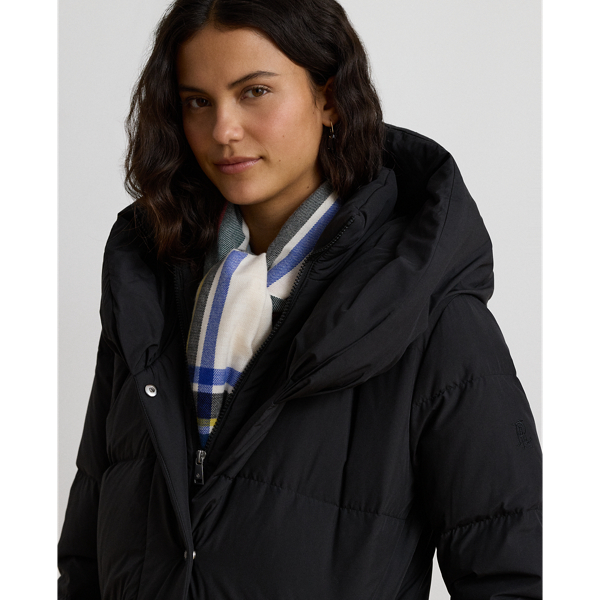Casaco gola oversize acolchoado penas