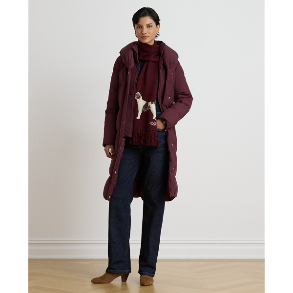 Quiltad dunkappa med oversize sjalkrage