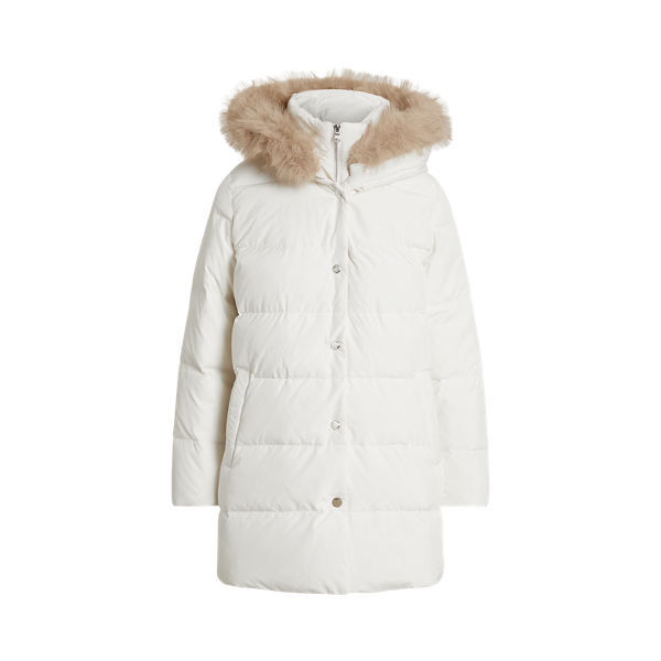 Faux Fur Trim Hooded Vestee Down Coat