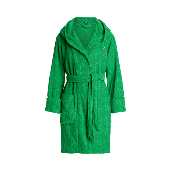 Cable Cotton Terry Hooded Robe