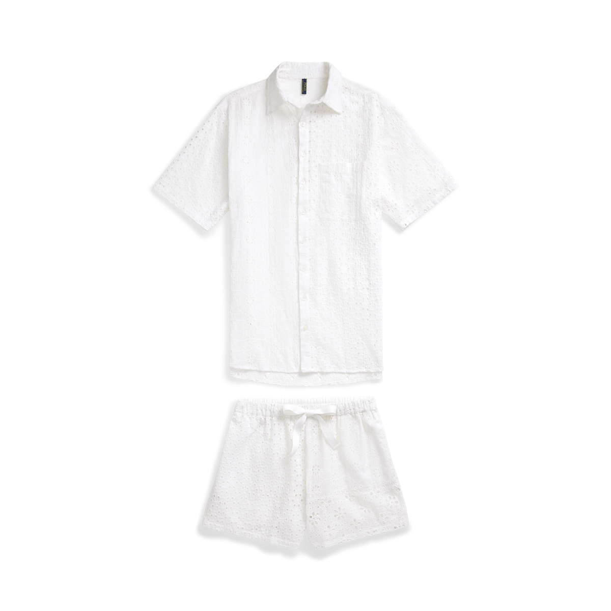 ラルフローレン　ホワイト ベッドカバー キルトステッチレース縁取り　ダブルサイズ Organic Cotton Bethany Jacquard Bedding Collection | Ralph