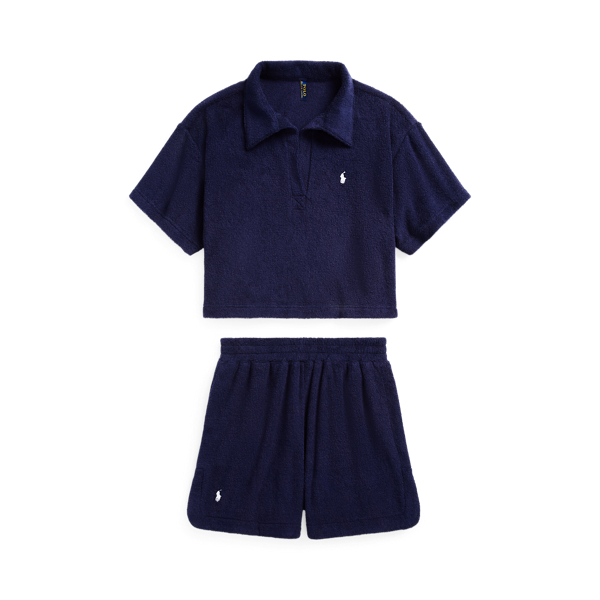 Terry Polo Shirt and Short Cover-Up Set