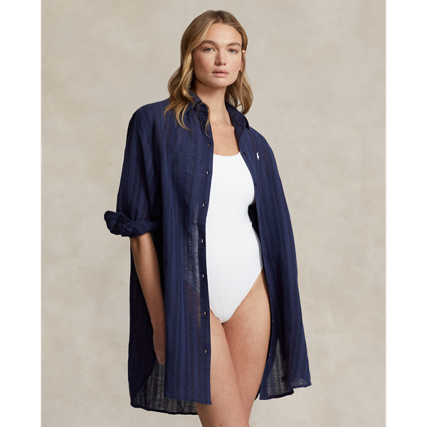 Linen-Cotton Shirt Cover-Up