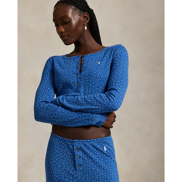 Midnight Ditsy Pointelle Henley Pyjama Set Polo Ralph Lauren 5