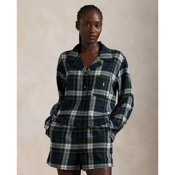 Crop Top & Boxer Plaid Flannel PJ Set