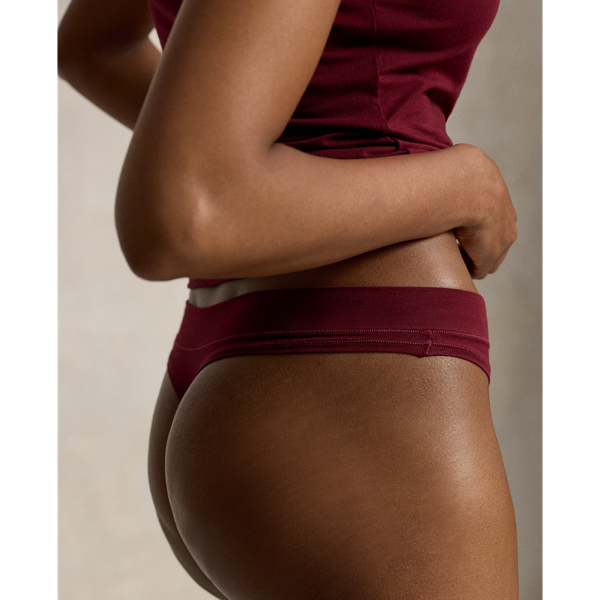 Zinfandel Stretch-Cotton Mid-Rise Thong Polo Ralph Lauren 4