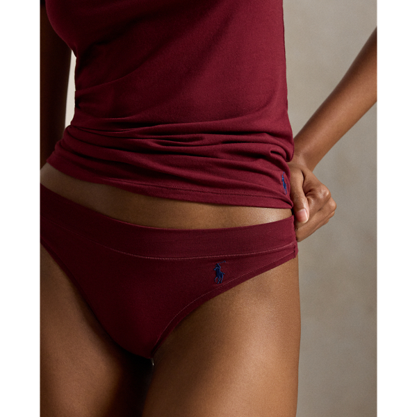 Zinfandel Stretch-Cotton Mid-Rise Thong Polo Ralph Lauren 5