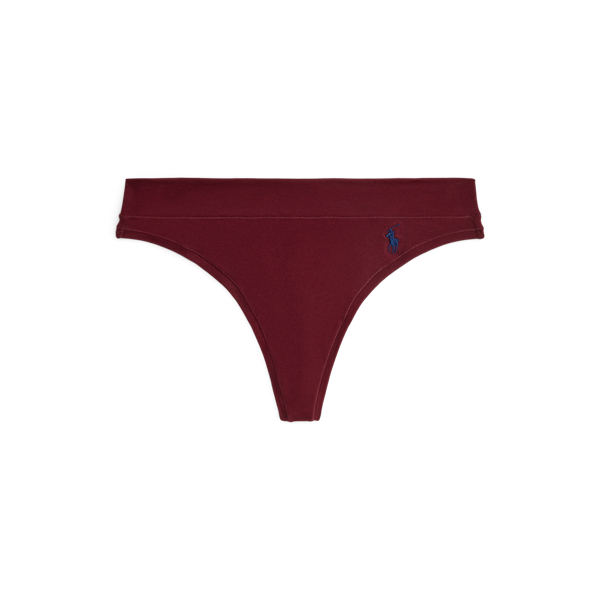 Zinfandel Stretch-Cotton Mid-Rise Thong Polo Ralph Lauren 1