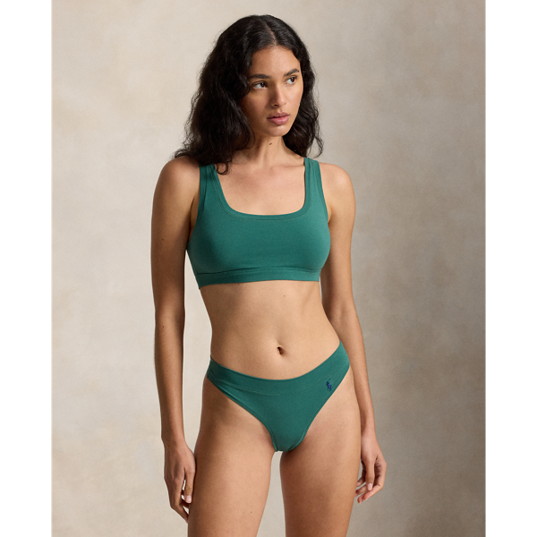 Stretch-Cotton Mid-Rise Thong