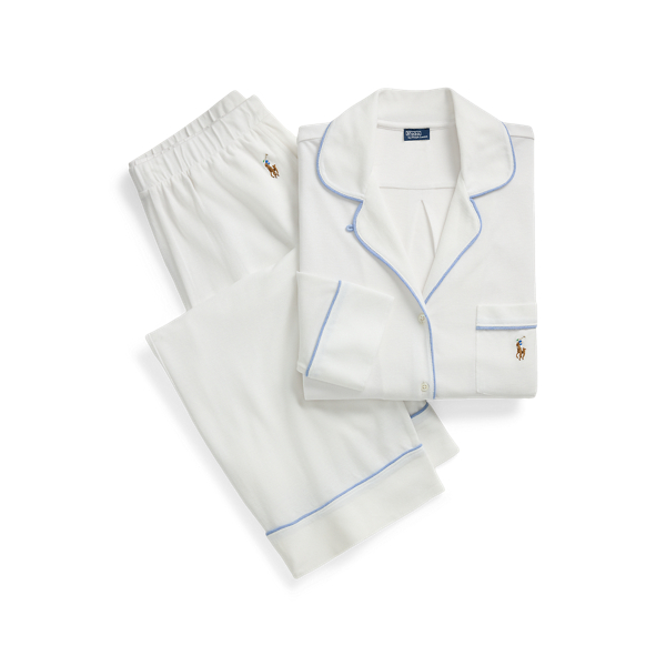 Ski-Motif Cotton Long-Sleeve Pajama Set