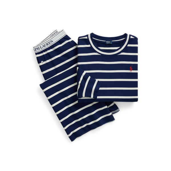 Ski-Motif Cotton Long-Sleeve Pajama Set