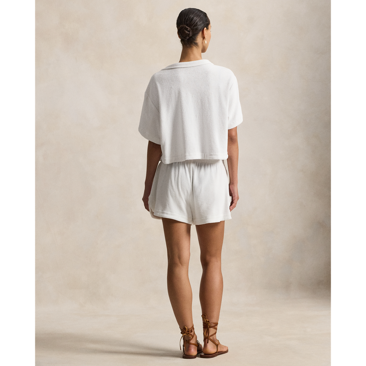 Женские купальники Ralph Lauren Terry Polo Shirt & Short Cover-Up Set, цвет: Белый — фото 2