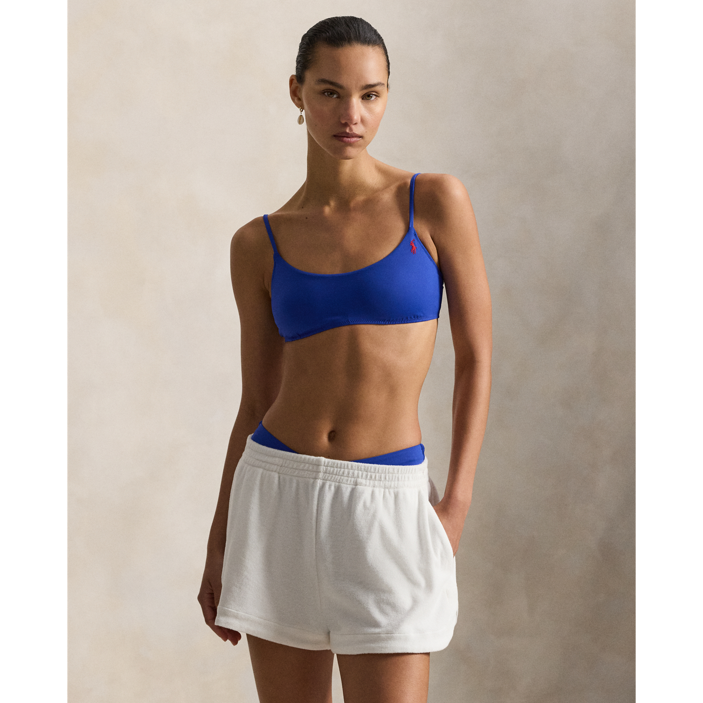 Женские купальники Ralph Lauren Terry Polo Shirt & Short Cover-Up Set, цвет: Белый — фото 4