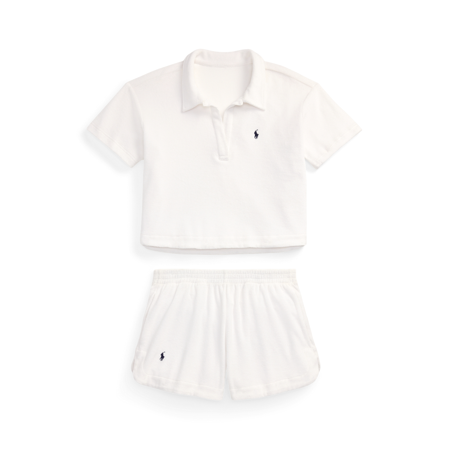 Женские купальники Ralph Lauren Terry Polo Shirt & Short Cover-Up Set, цвет: Белый — фото 6