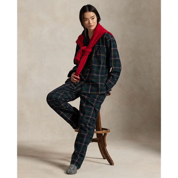 Plaid Flannel Long-Sleeve Pajama Set