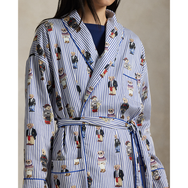 Striped Polo Bear Cotton Robe