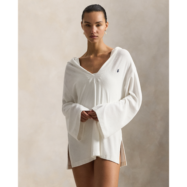 White Cotton Terry Hooded Cover-Up Polo Ralph Lauren 3