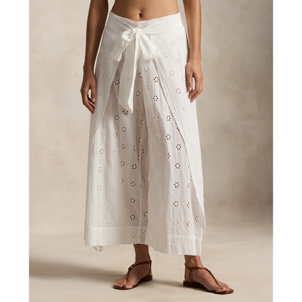 White Cotton Eyelet Cover-Up Wrap Pant Polo Ralph Lauren 3