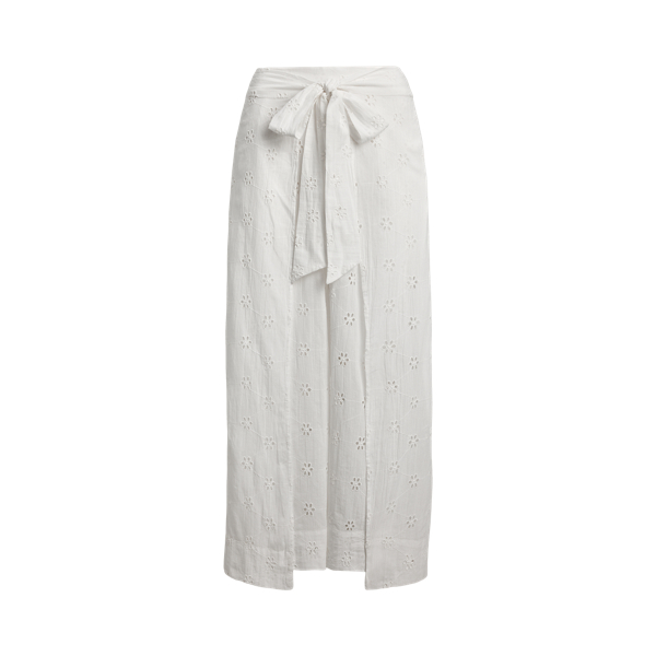 White Cotton Eyelet Cover-Up Wrap Pant Polo Ralph Lauren 2