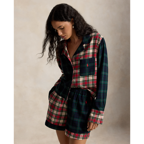 Plaid Flannel Crop Top & Boxer PJ Set