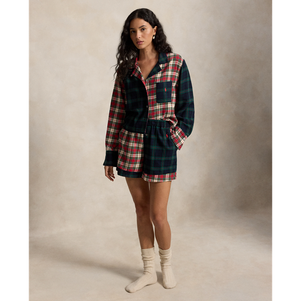 Plaid Flannel Crop Top & Boxer PJ Set
