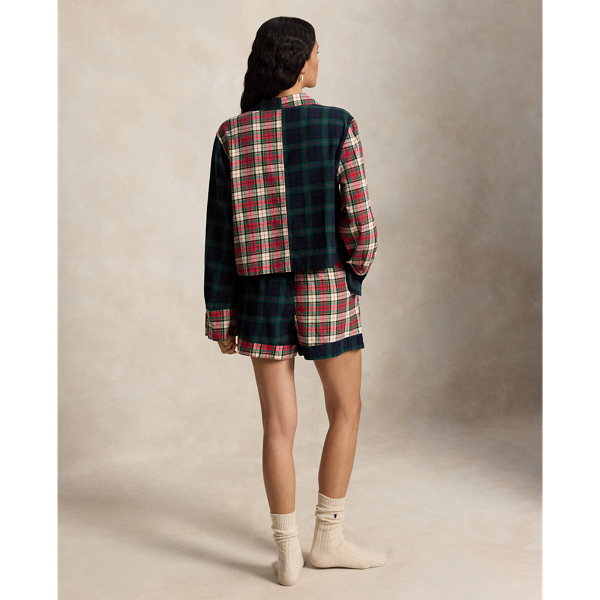 Plaid Flannel Crop Top & Boxer PJ Set