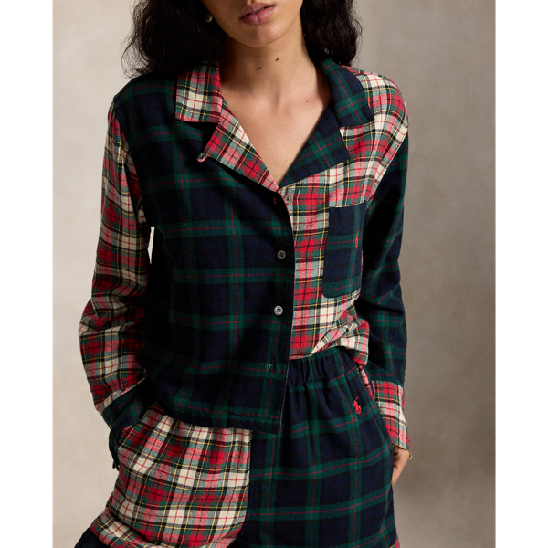Plaid Flannel Crop Top & Boxer PJ Set