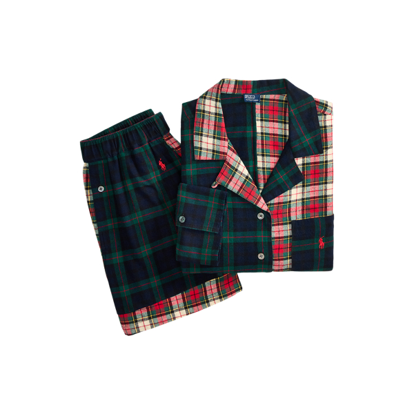 Plaid Flannel Crop Top & Boxer PJ Set